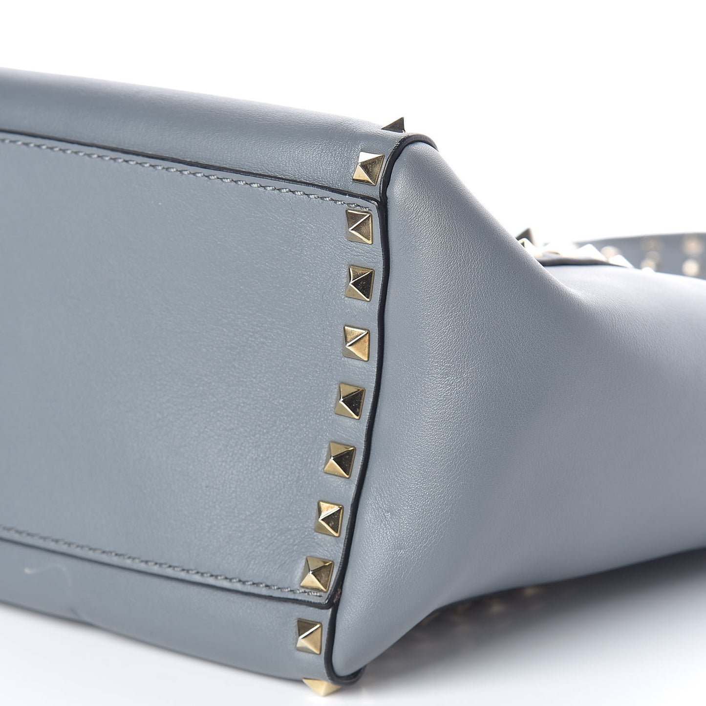 Vitello Rockstud Double Handle Tote Grey