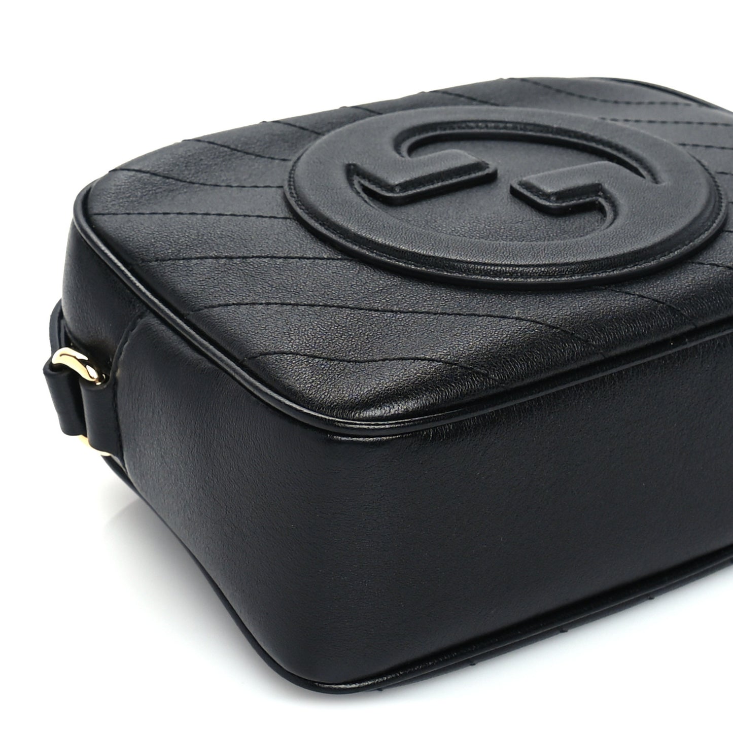 Sakai Be Green Calfskin Diagonal Stitched Small Blondie Shoulder Bag Black