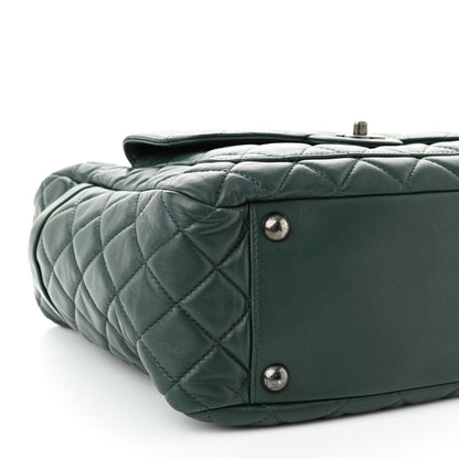 Chanel Lambskin Quilted Flap Hobo Dark Green 8 of 10