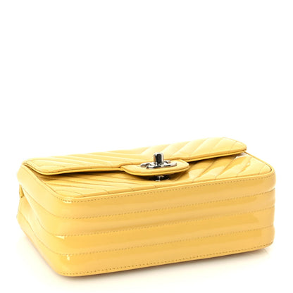 Chanel Patent Chevron Quilted Mini Rectangular Flap  Yellow 3 of 9