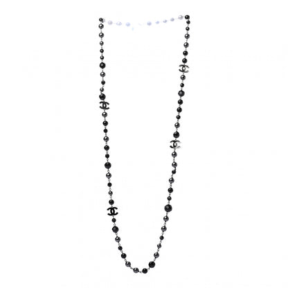 Chanel Ruthenium Pearl Beaded CC Long Necklace Black 3 of 5