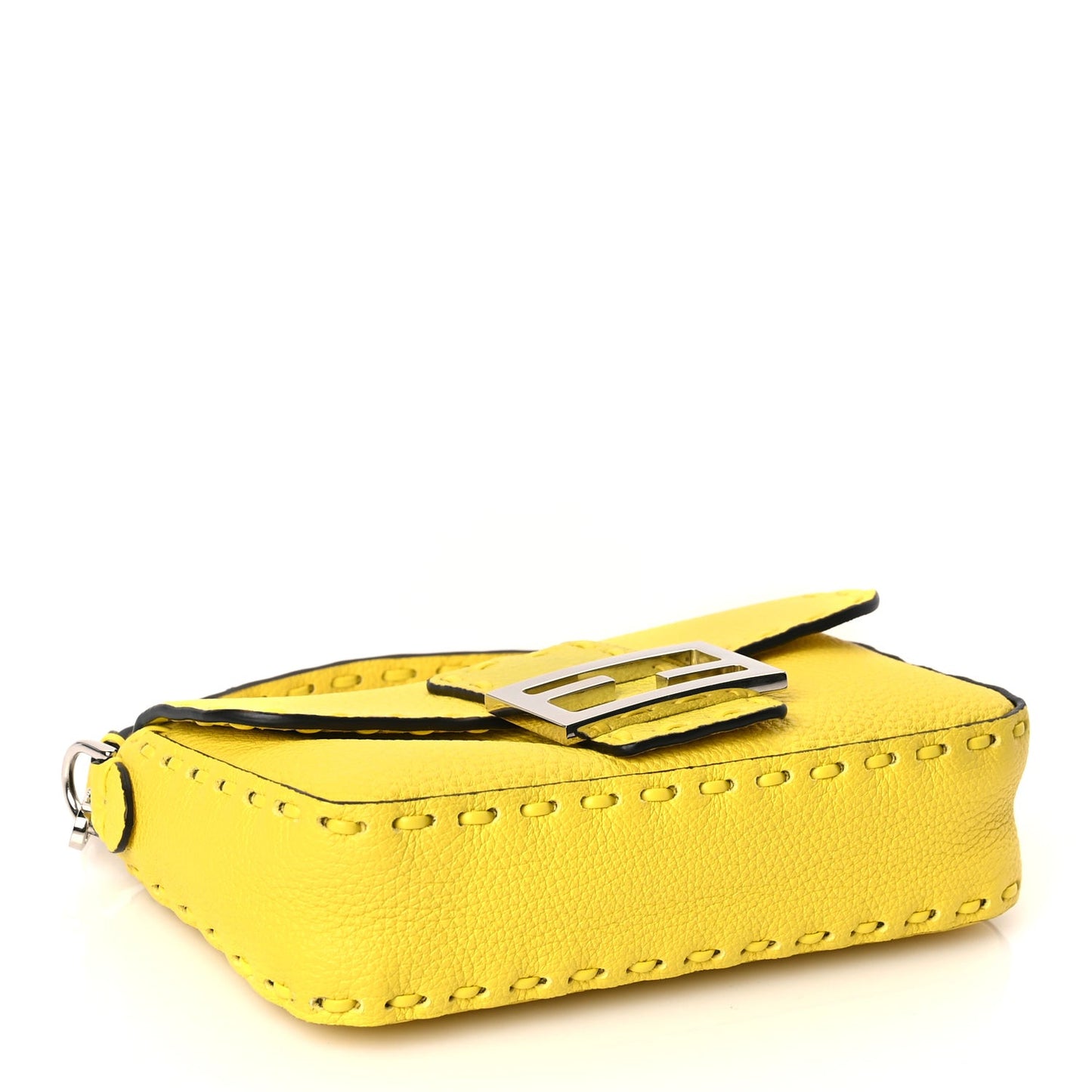 Cuoio Roma Sellerissima Nappa Sintetica Tape Stitch Mini Baguette Acid Yellow