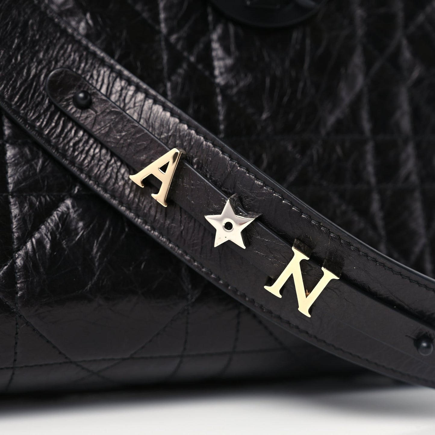 Crinkled Calfskin Macrocannage Medium My ABCDior Lady D-Sire Black