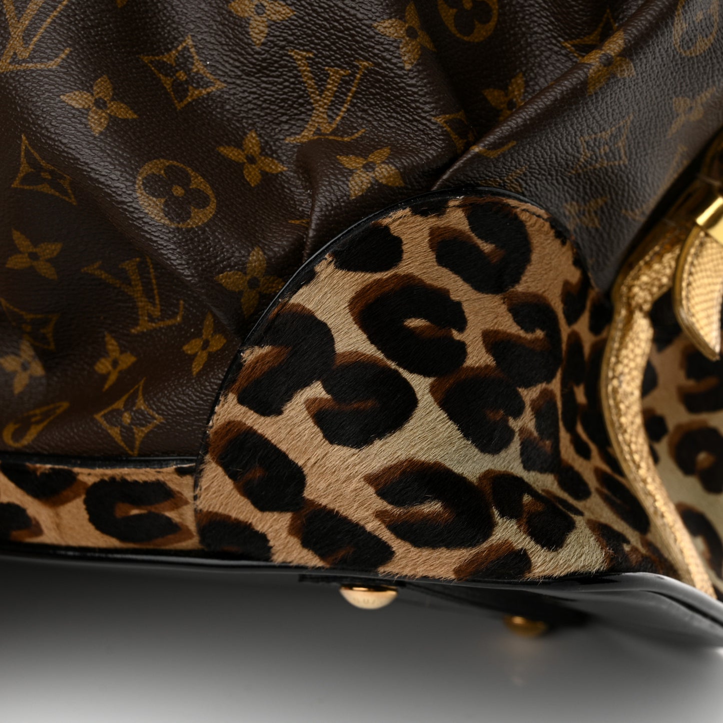 Monogram Leopard Pleated Steamer Bag