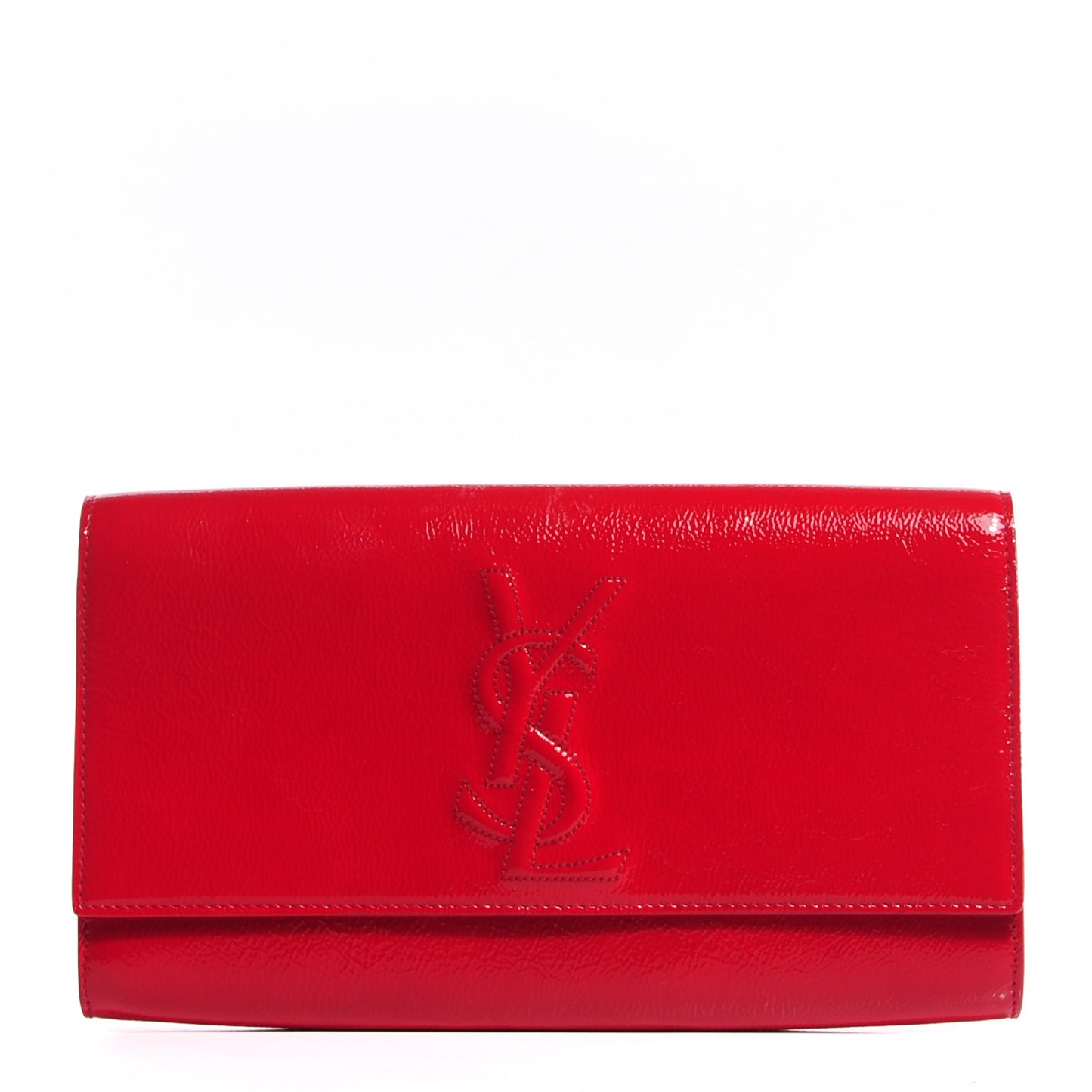 Textured Patent Monogram Large Belle De Jour Clutch Red