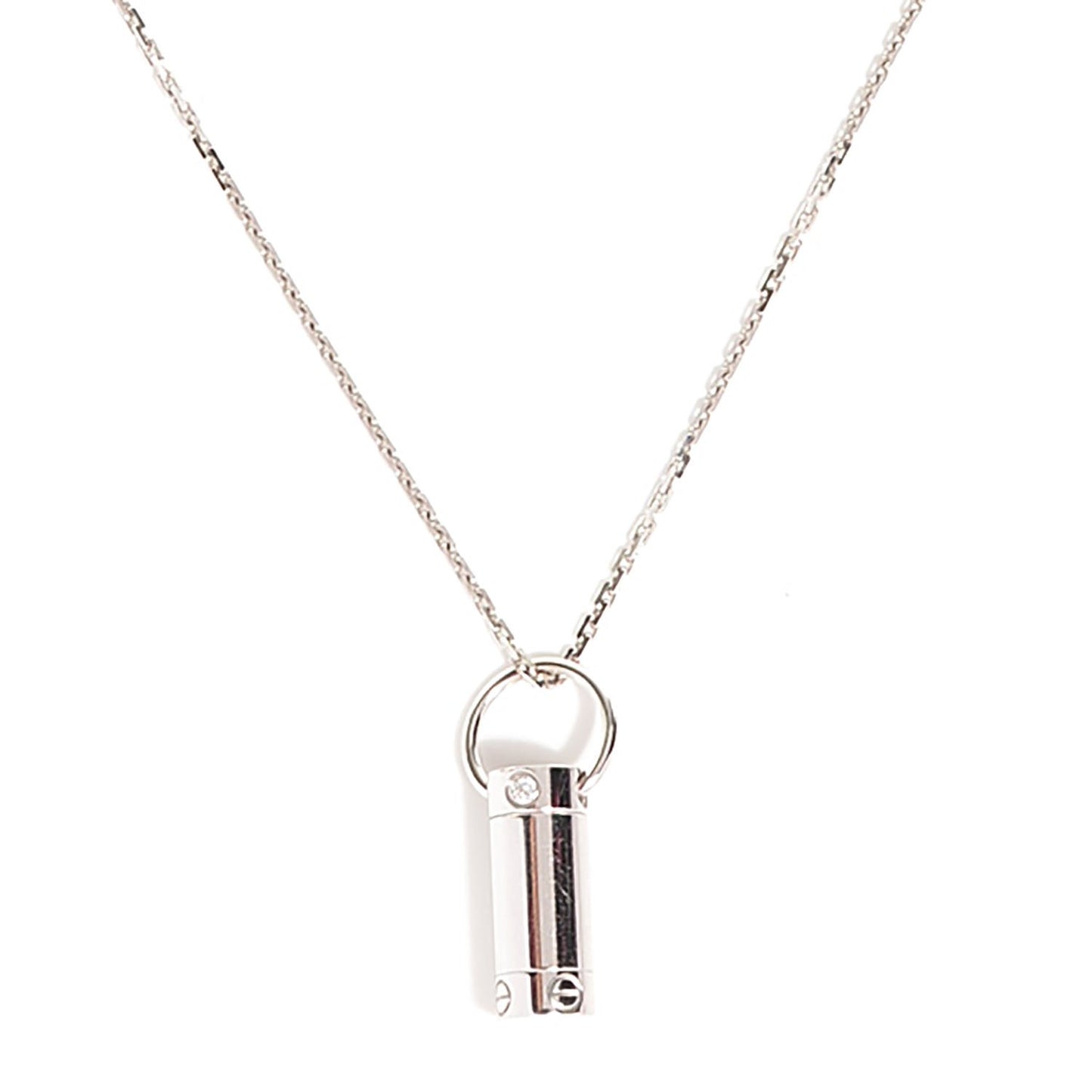 18K White Gold Diamond Screwdriver Pendant Necklace