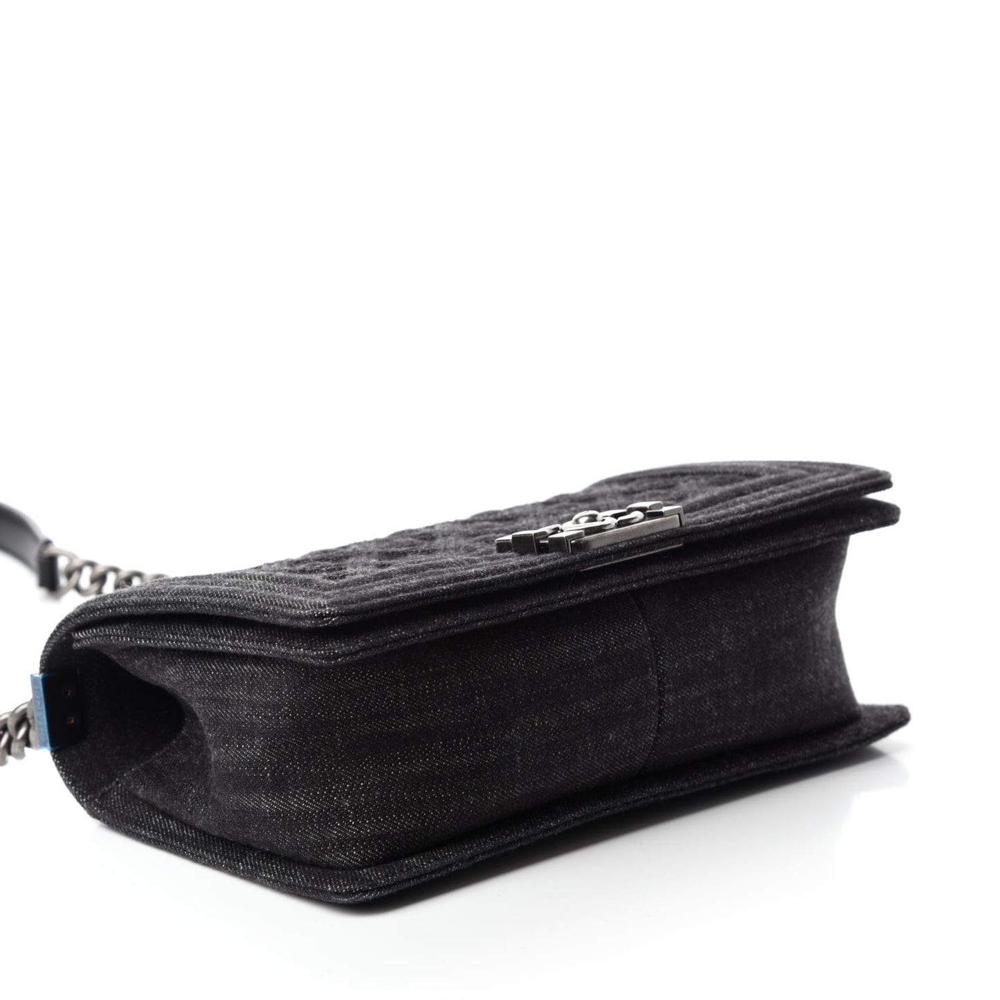 Denim Quilted Medium Boy Flap Black