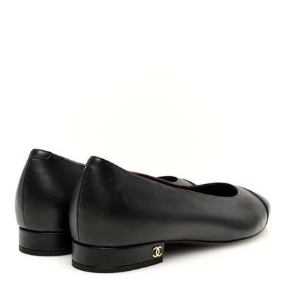 Chanel Lambskin Cap Toe CC Uniform Ballerina Flats 38.5 Black 3 of 6