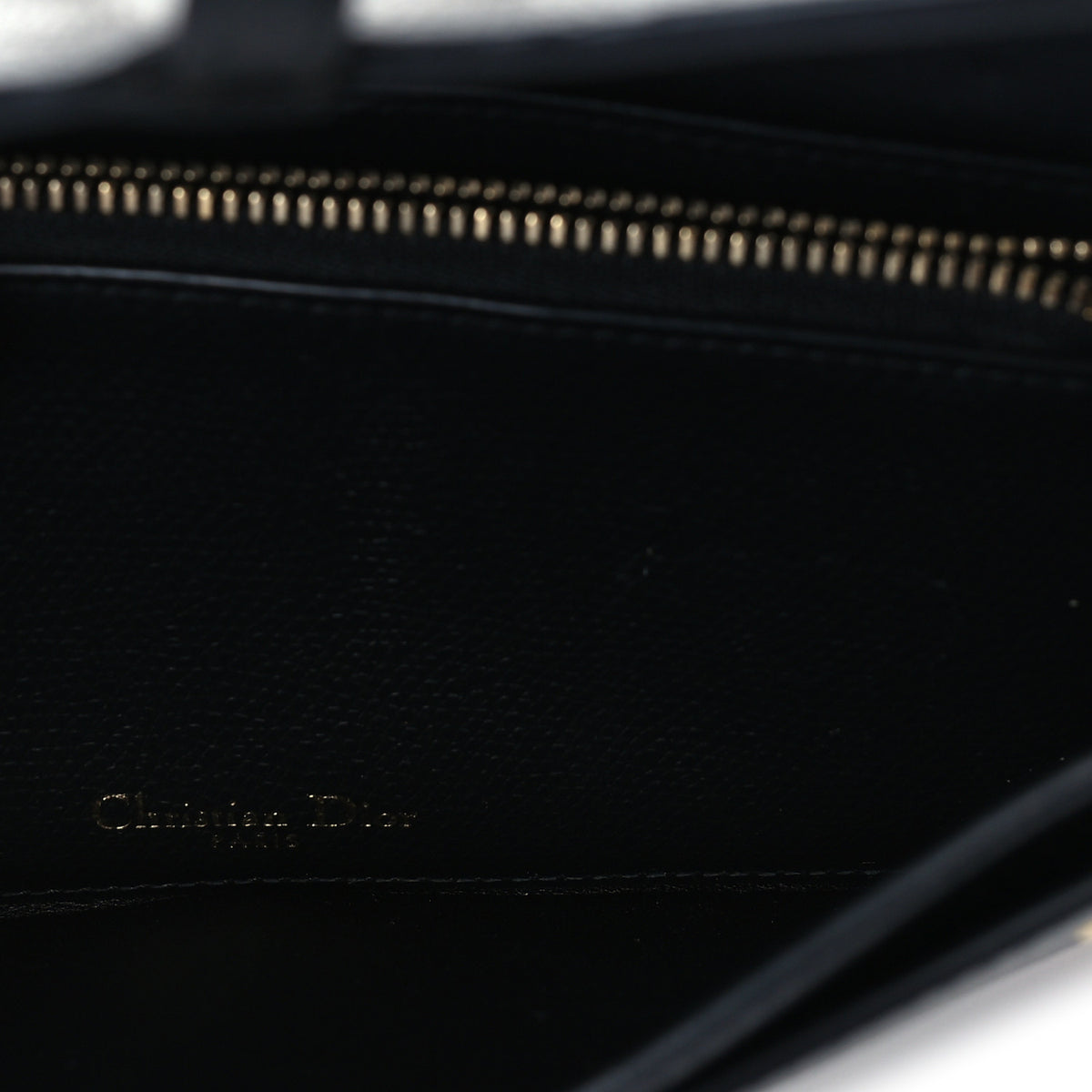 Grained Calfskin Saddle Chain Wallet Pouch  Black