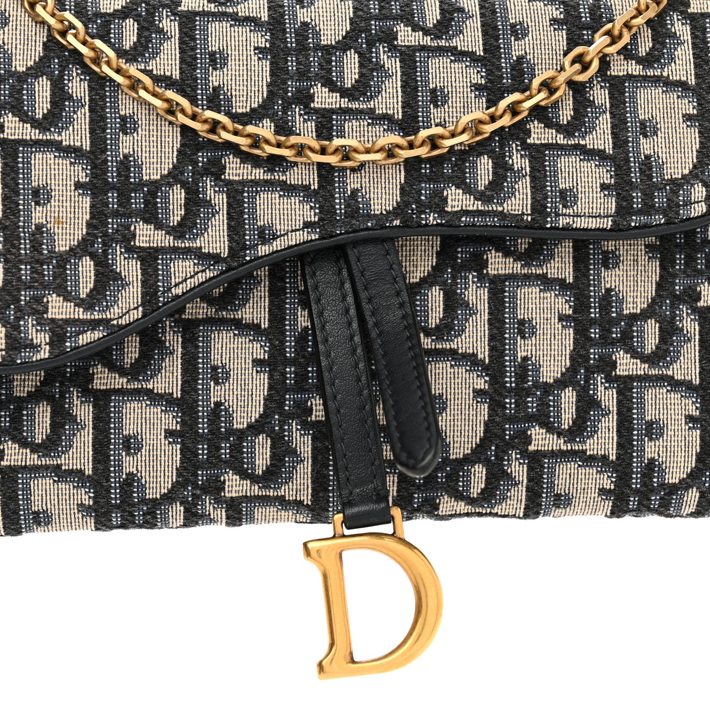 Oblique Saddle Chain Long Wallet Blue