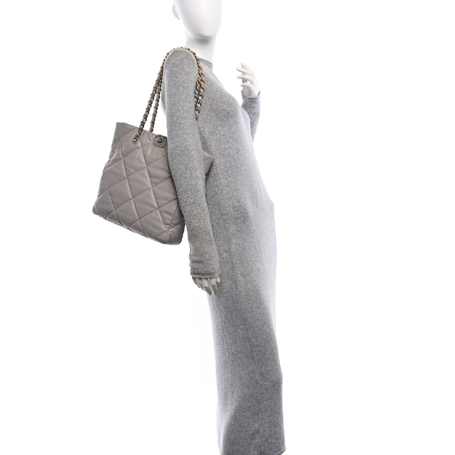 Chanel Lambskin Quilted 19 Shopping Bag Grey 2 of 7