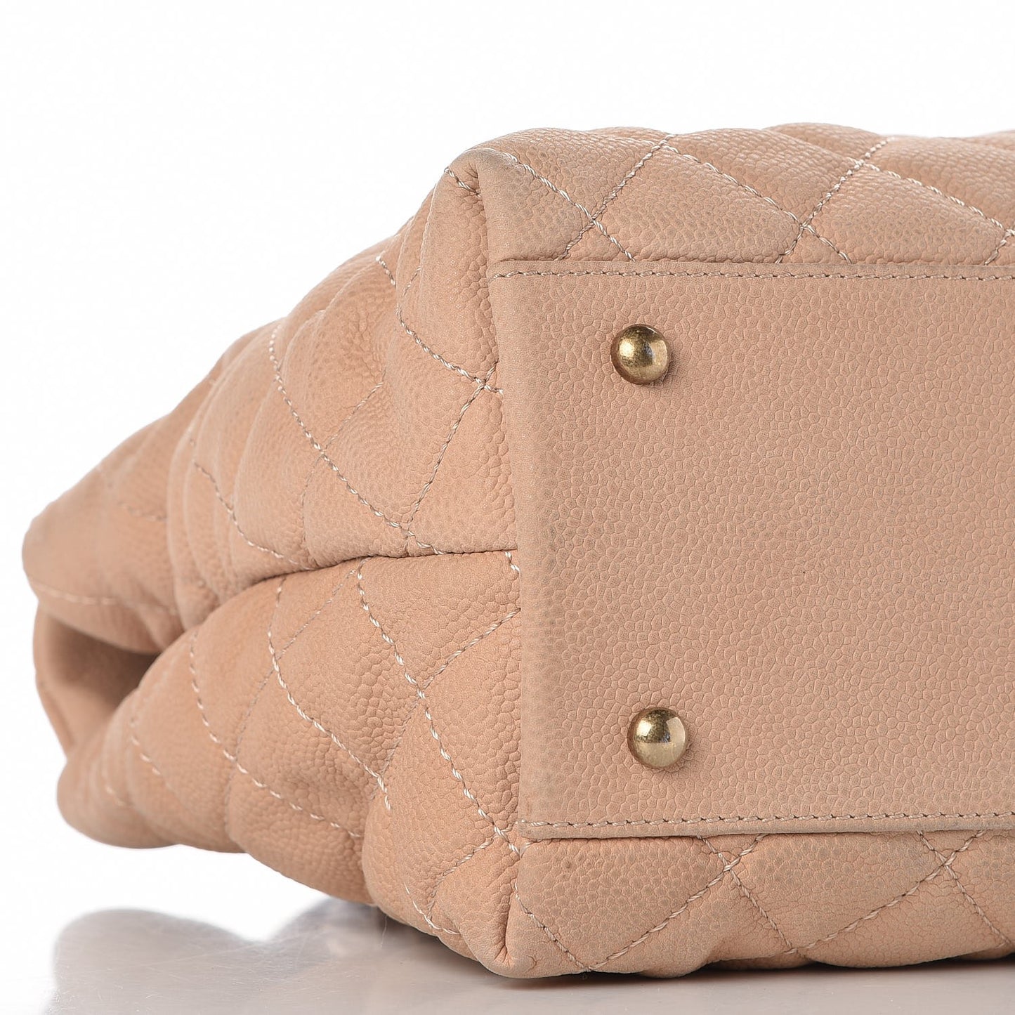 Iridescent Caviar Chic Quilt Tote Beige