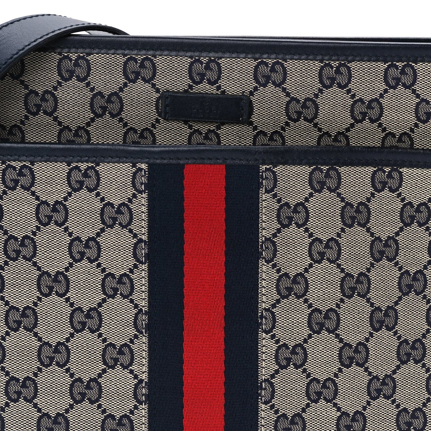 GG Supreme Monogram Web Flat Messenger Bag  Navy
