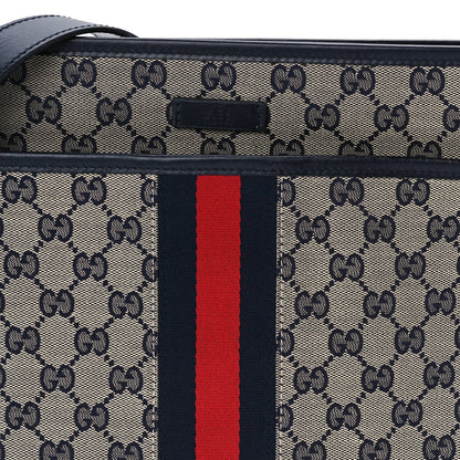 Gucci GG Supreme Monogram Web Flat Messenger Bag  Navy 6 of 8