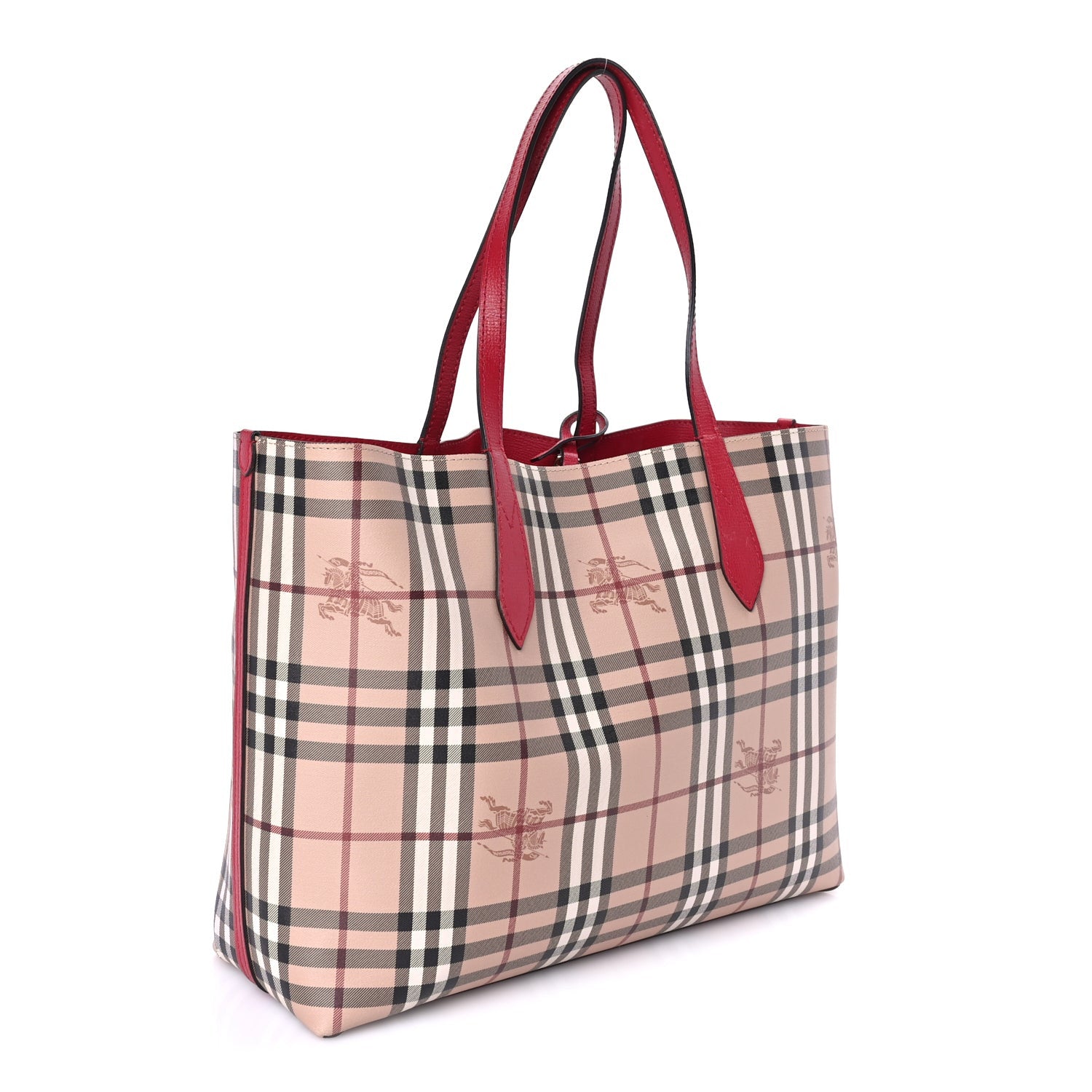 Burberry Haymarket Check Medium Reversible Tote  Poppy Red 2 of 7