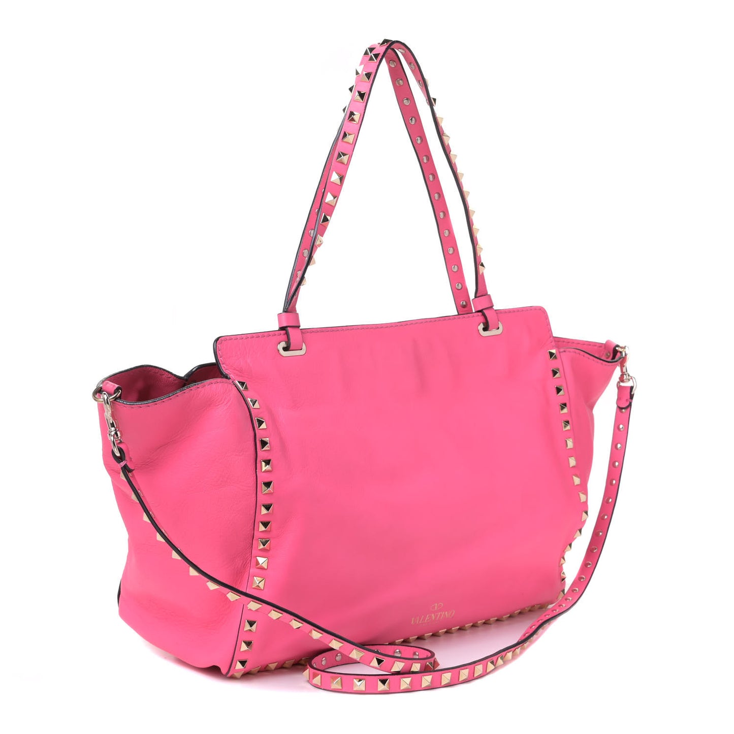 Vitello Medium Rockstud Tote Fuxia Fluo