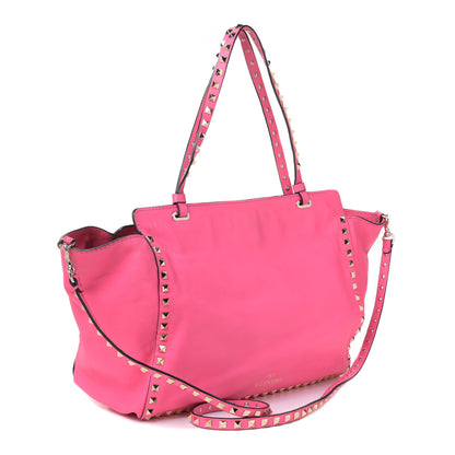 Valentino Garavani Vitello Medium Rockstud Tote Fuxia Fluo 5 of 19