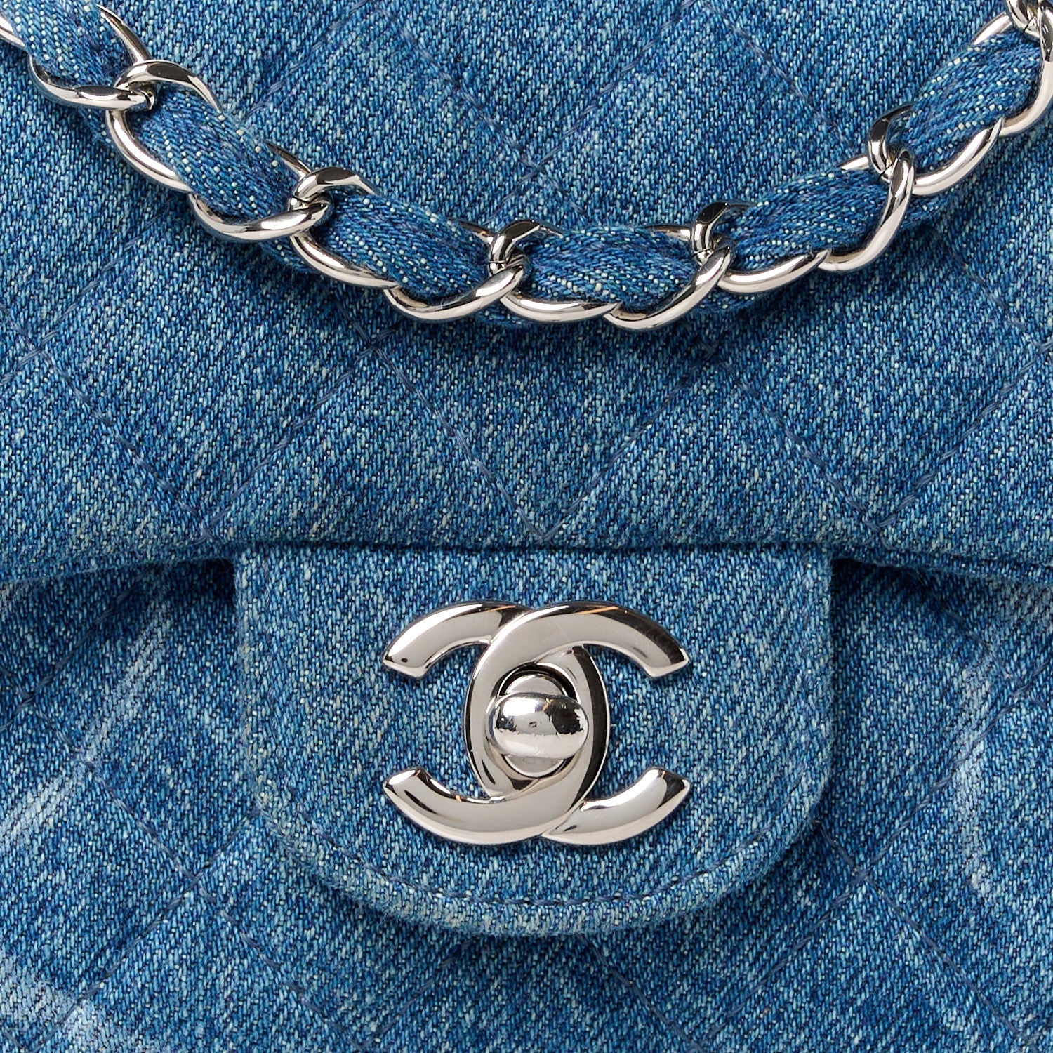 Chanel Denim CC Quilted Mini Square Flap Blue 9 of 11