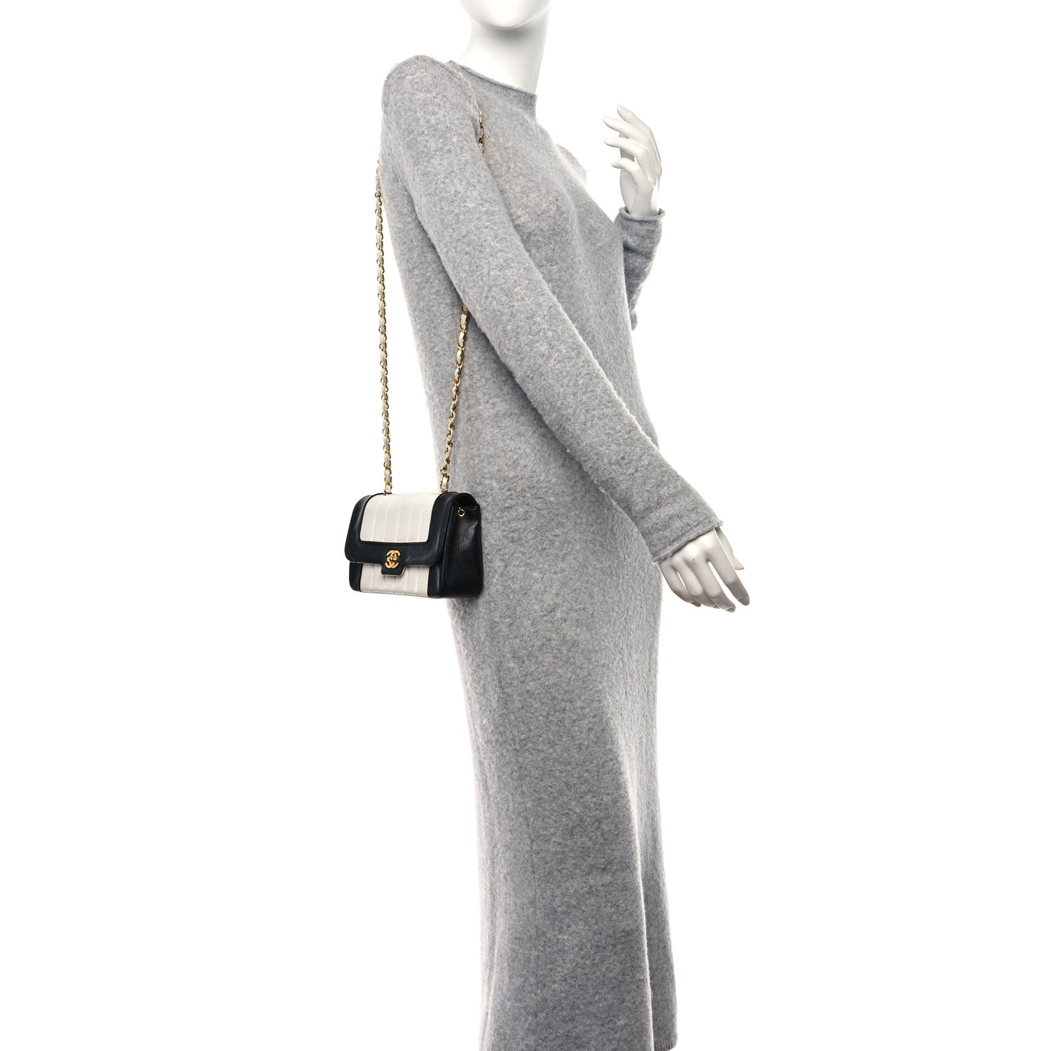 Chanel Lambskin Vertical Quilt Mini Flap Black White 2 of 18