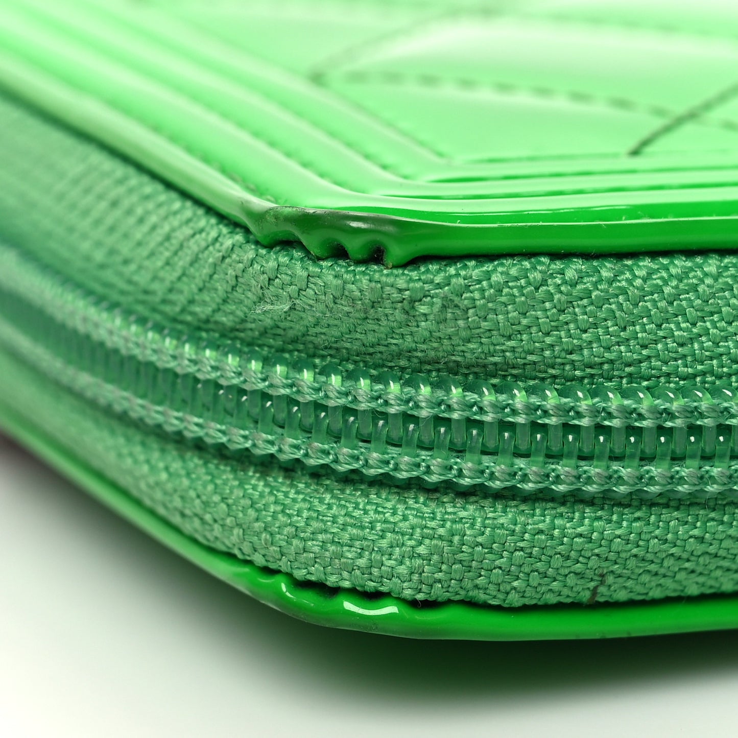 Patent Quilted Small Boy Zip Around Wallet Green