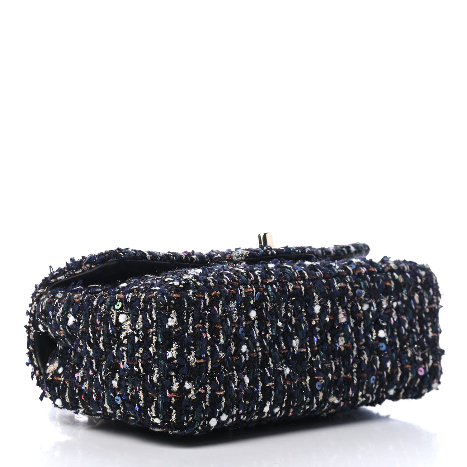 Chanel Glittered Tweed Quilted Mini Rectangular Flap Navy Blue Mulitcolor 4 of 9