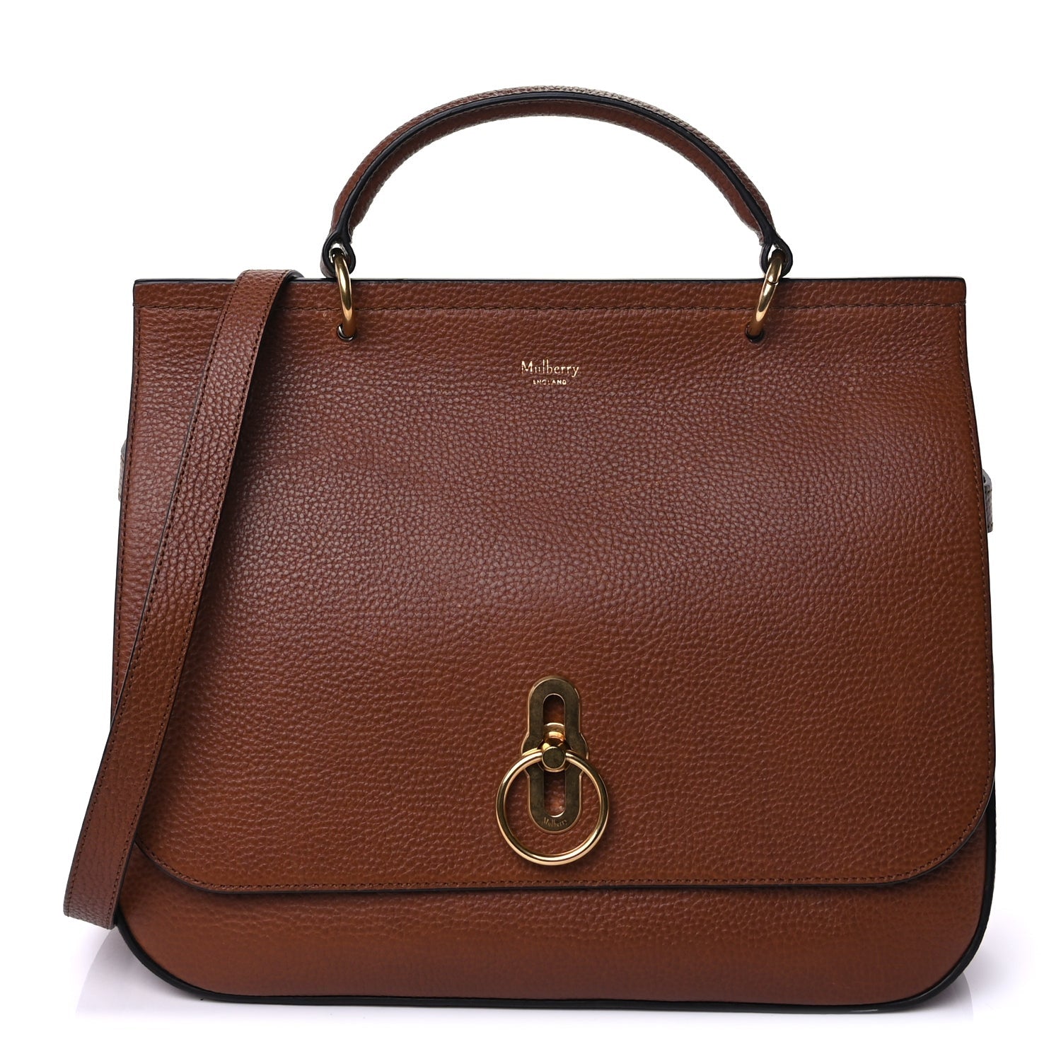 Mulberry Small Classic Grain Calfskin Amberley Satchel  Oak 1 of 8