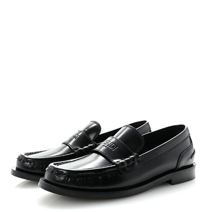 Fendi Vitello Logo Loafers 35 Black 4 of 9