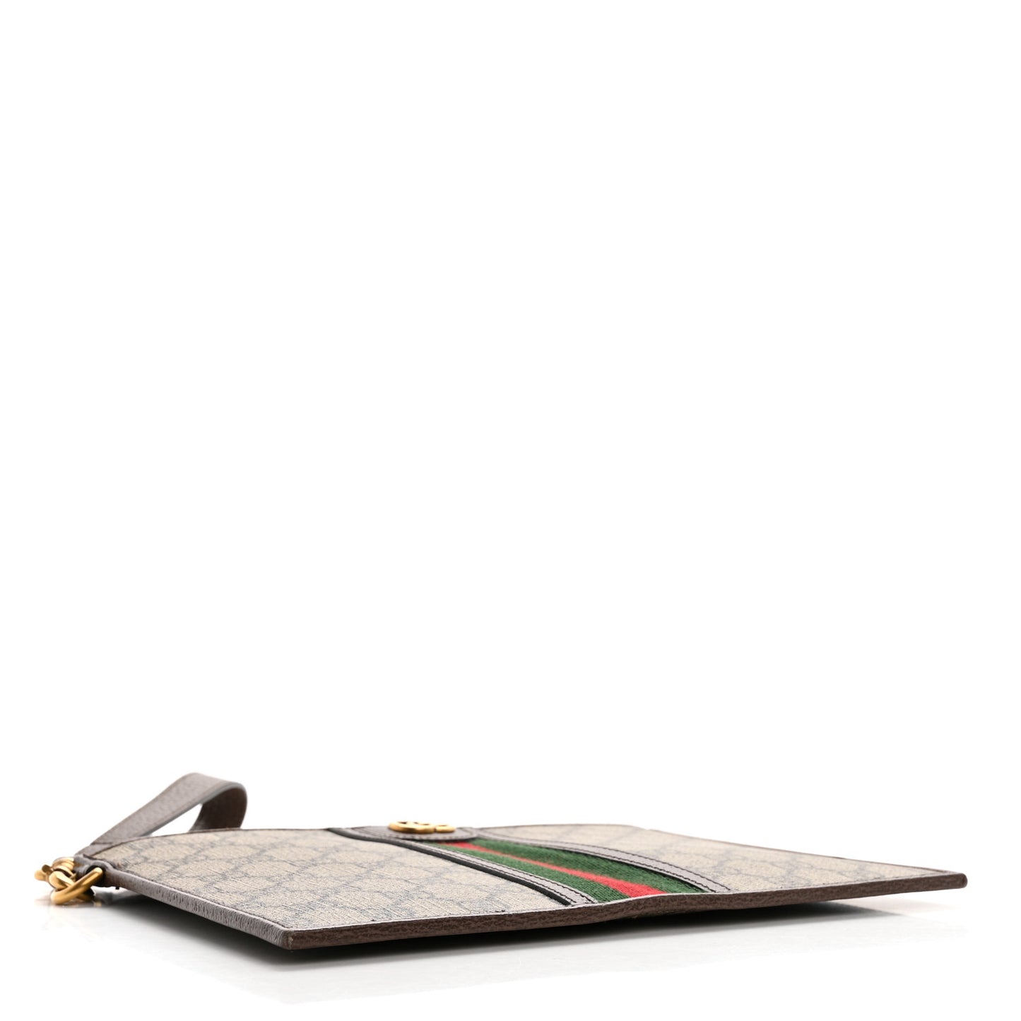 GG Supreme Monogram Web Ophidia Wristlet Pouch Brown