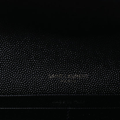 Saint Laurent Grain De Poudre Matelasse Chevron Monogram Flap Wallet Black 5 of 7