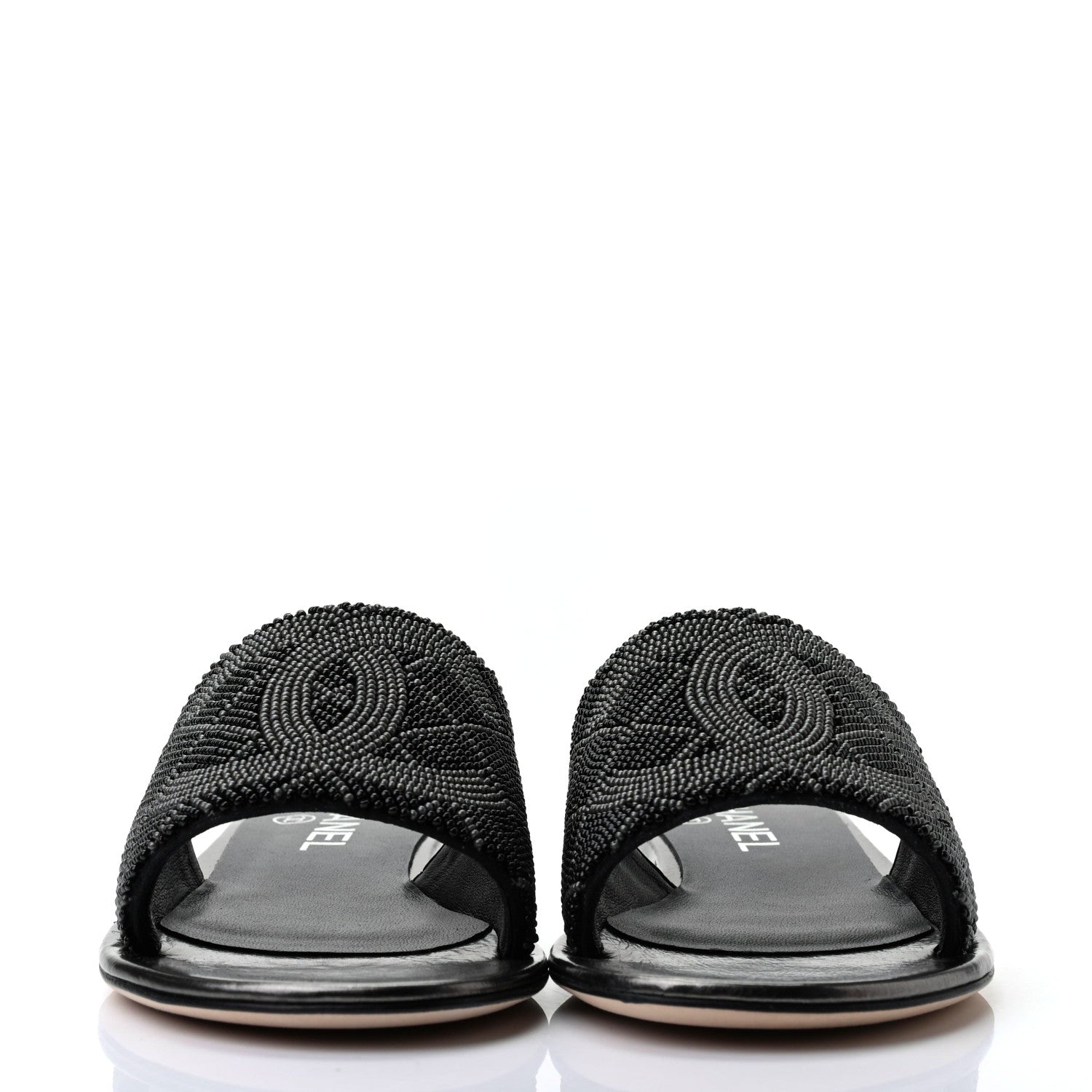 Chanel Pearl Embroidery CC Mules 36.5 Black 2 of 9