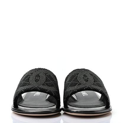 Chanel Pearl Embroidery CC Mules 36.5 Black 2 of 9