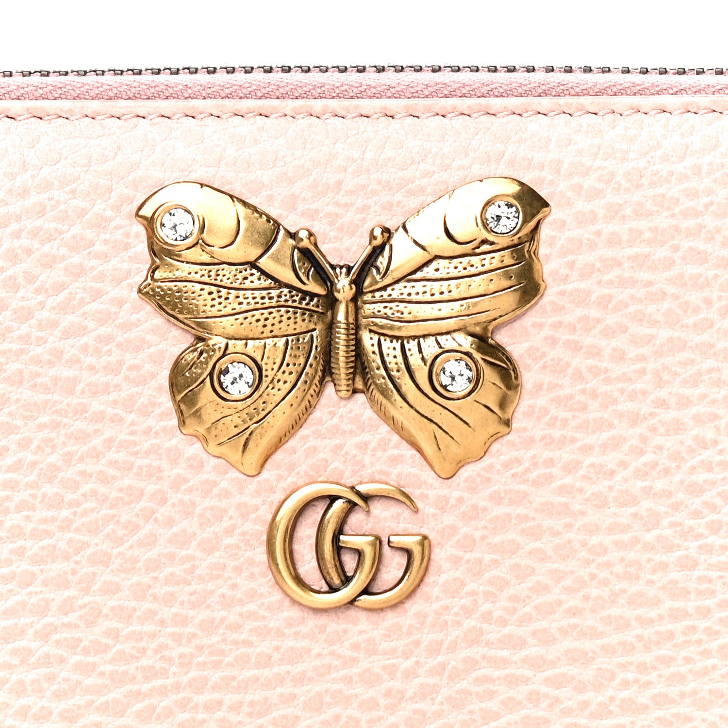 Gucci Calfskin Butterfly Farfalla Zip Around Wallet Perfect Pink 7 of 10