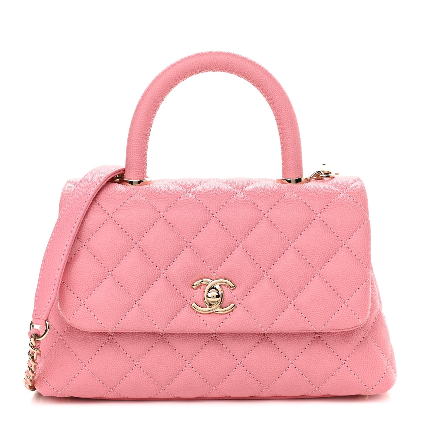 Caviar Quilted Mini Coco Handle Flap Pink