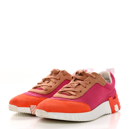Hermes Air Mesh Suede Goatskin Bouncing Sneakers 38 Rose Multicolor 3 of 7