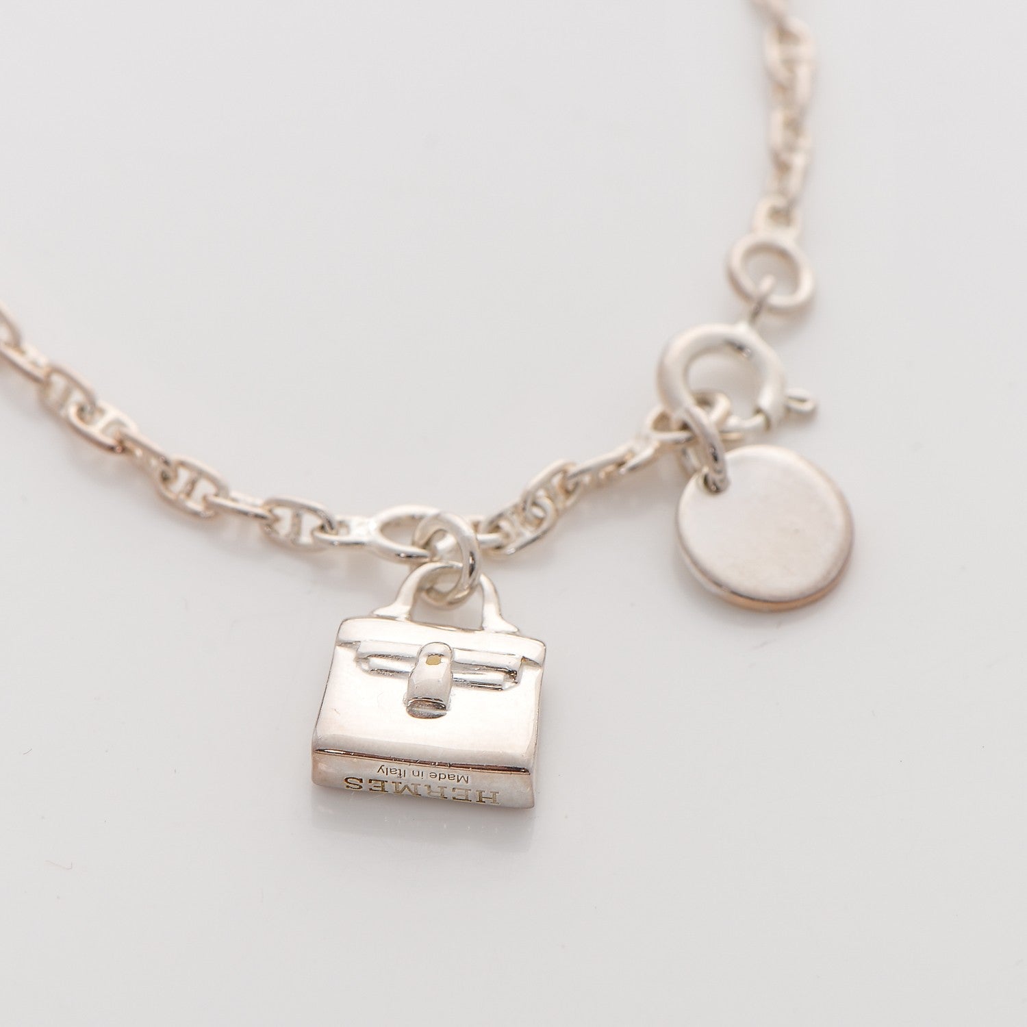 Hermes Sterling Silver Mini Birkin Amulette Bracelet ST 3 of 5