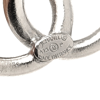 Chanel Crystal Baguette CC Earrings Silver Blue 4 of 4