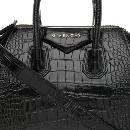Givenchy Calfskin Crocodile Embossed Mini Antigona Black 8 of 11