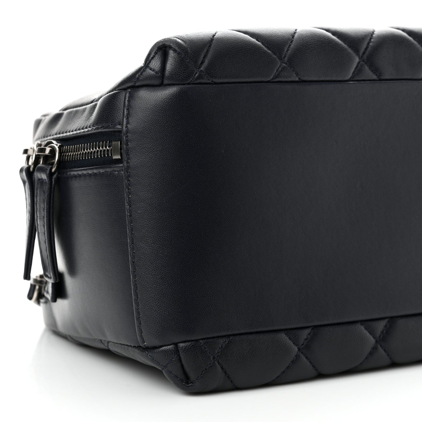 Lambskin Quilted Medium Trendy CC Bowling Bag Navy