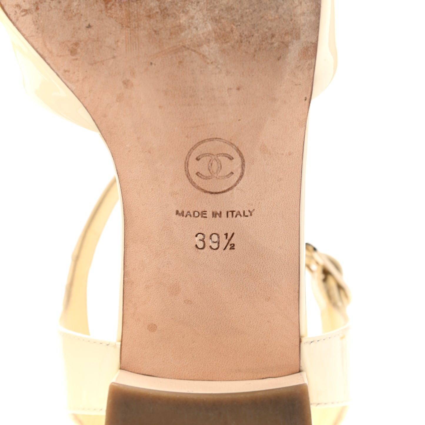 Patent Camellia Embossed Sandals 39.5 Ivory