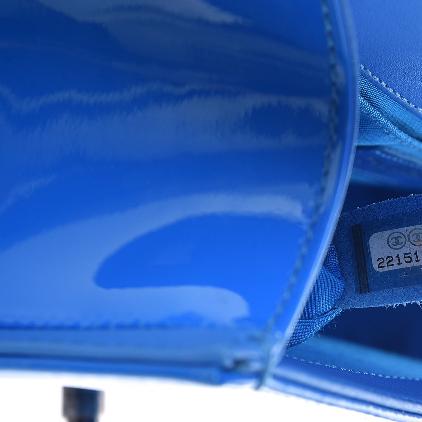 Patent Calfskin Quilted Medium Boy Flap Blue