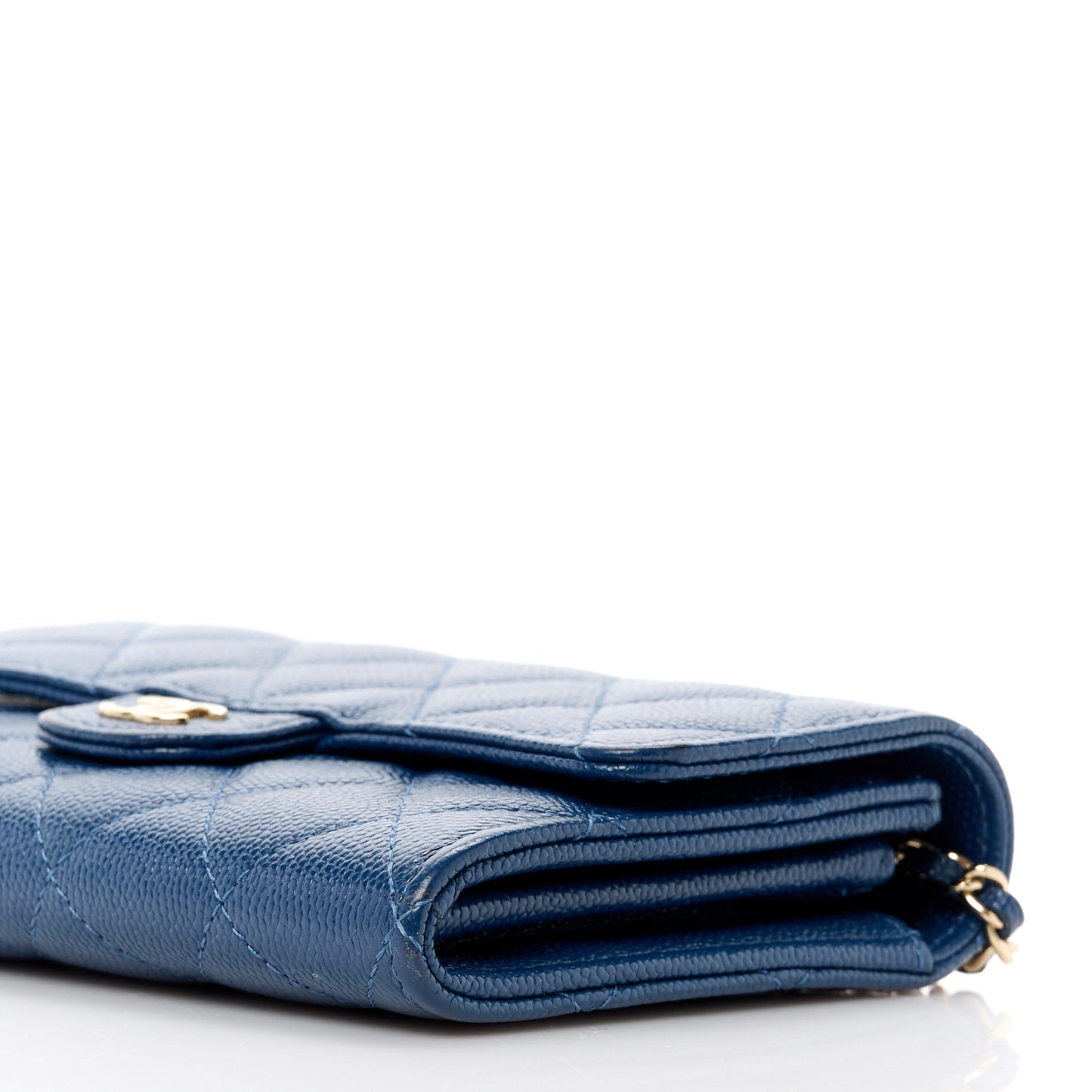 Caviar Quilted Classic Clutch With Chain Blue