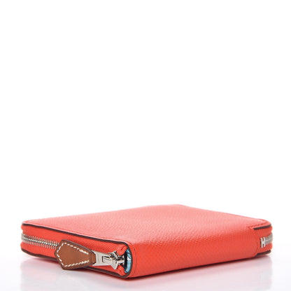 Hermes Epsom Silk'in Compact Wallet Orange Poppy Bleu Saint Cyr 4 of 7