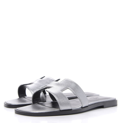 Hermes Metallic Madame Calfskin Oran Sandals 36.5 Argent 3 of 8