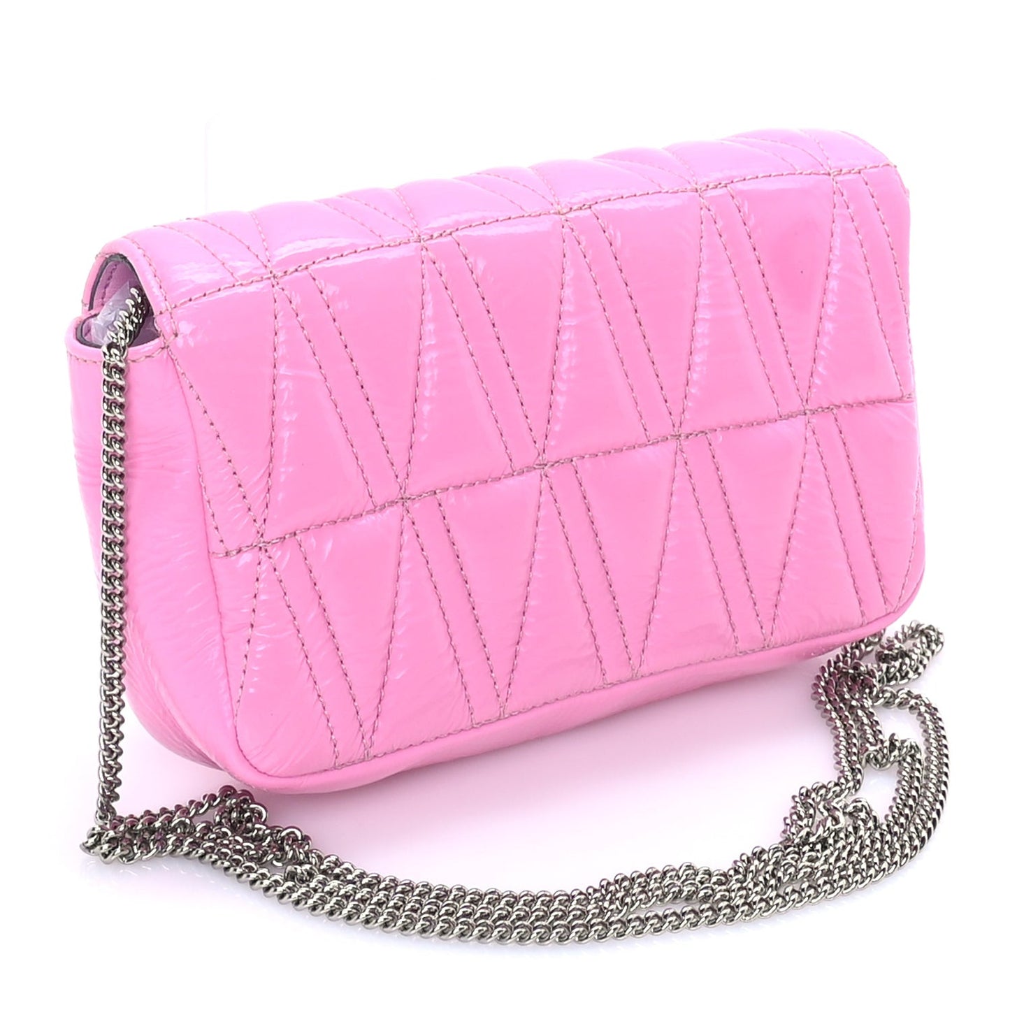 Patent Quilted Virtus Tonal Evening Bag  Pink