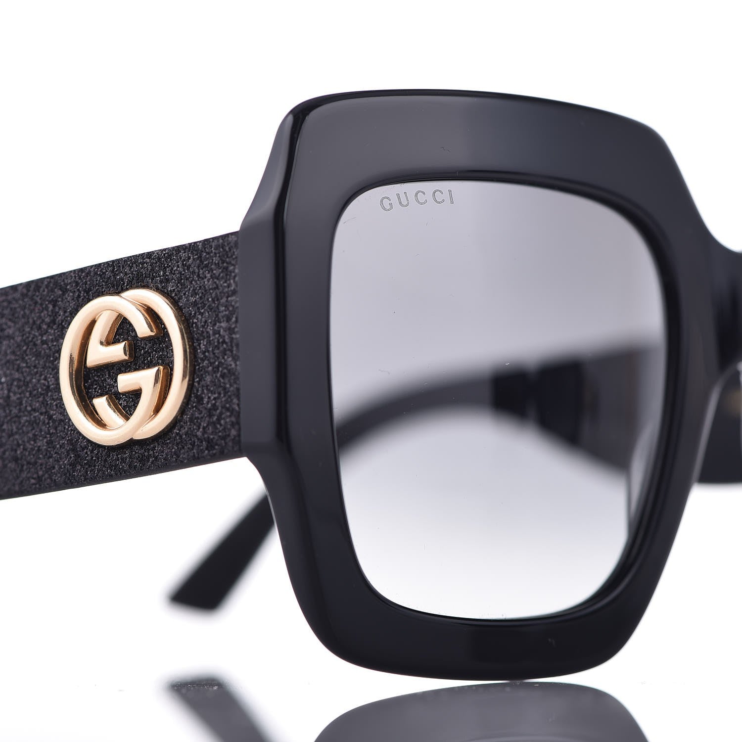 Gucci Square Frame Glitter GG0102S Sunglasses Black 8 of 9