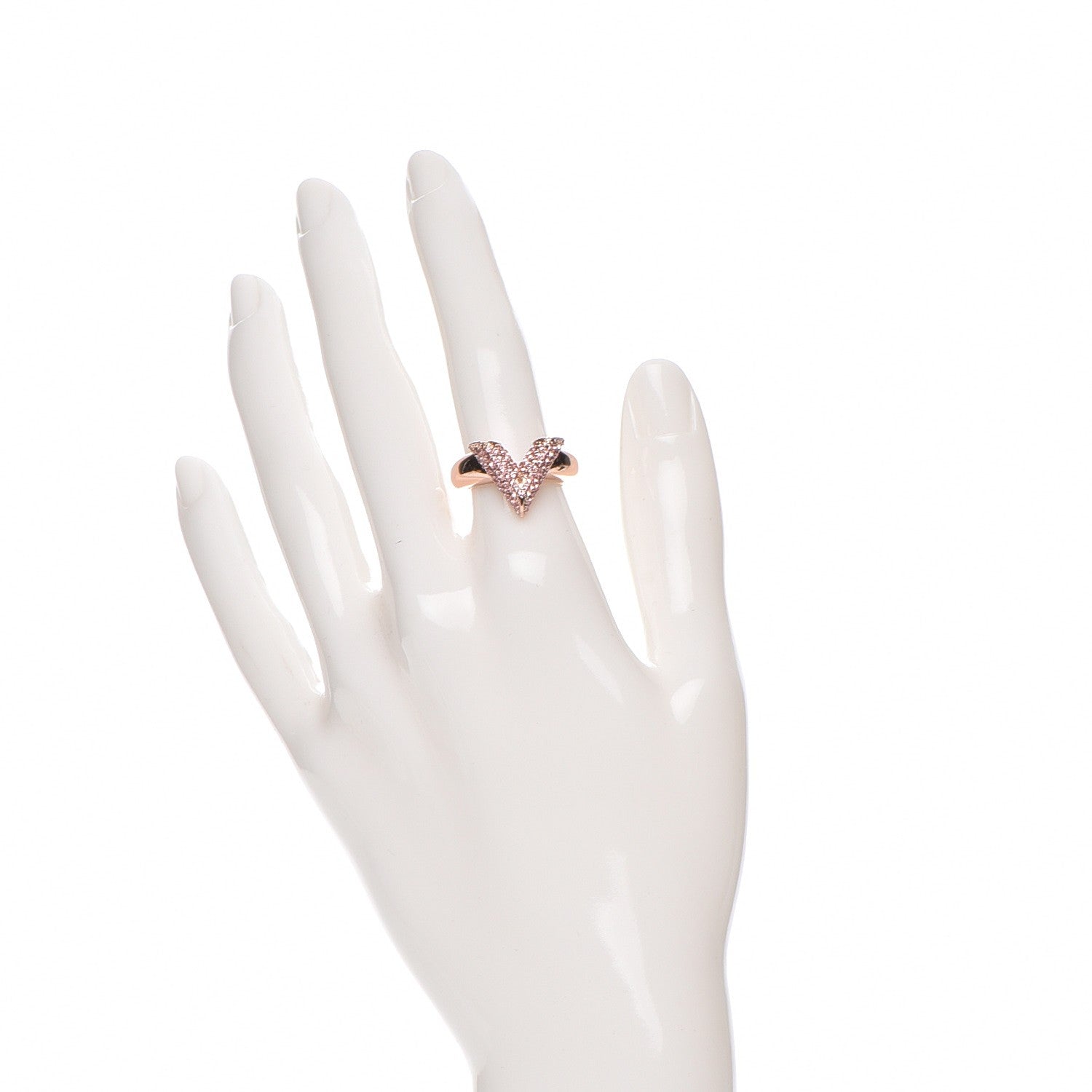 Louis Vuitton Crystal Essential V Strass Ring S 5.5 Pink Gold 2 of 6