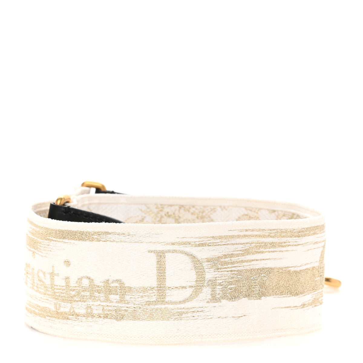 Christian Dior Canvas Embroidered Shoulder Strap Beige Black 2 of 3