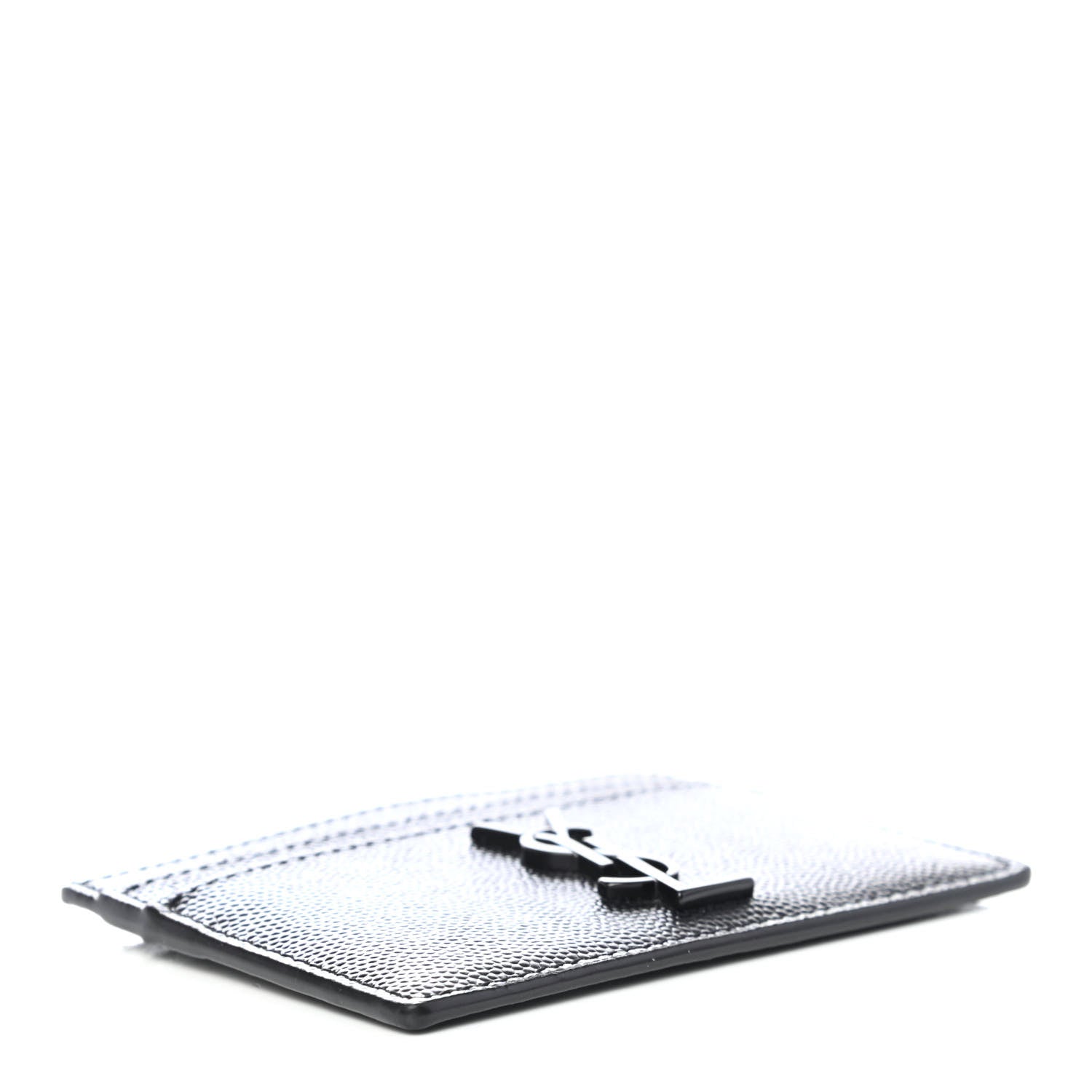 Saint Laurent Grain De Poudre Monogram Credit Card Case Black 3 of 4