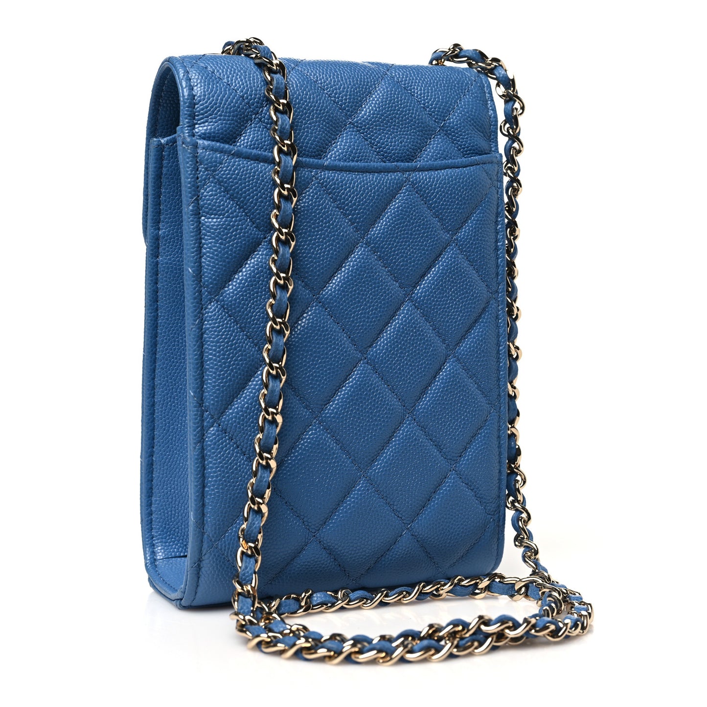 Caviar Quilted Classic Phone Holder Blue