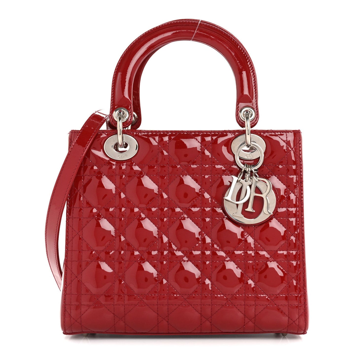 Patent Cannage Medium Lady Dior Red